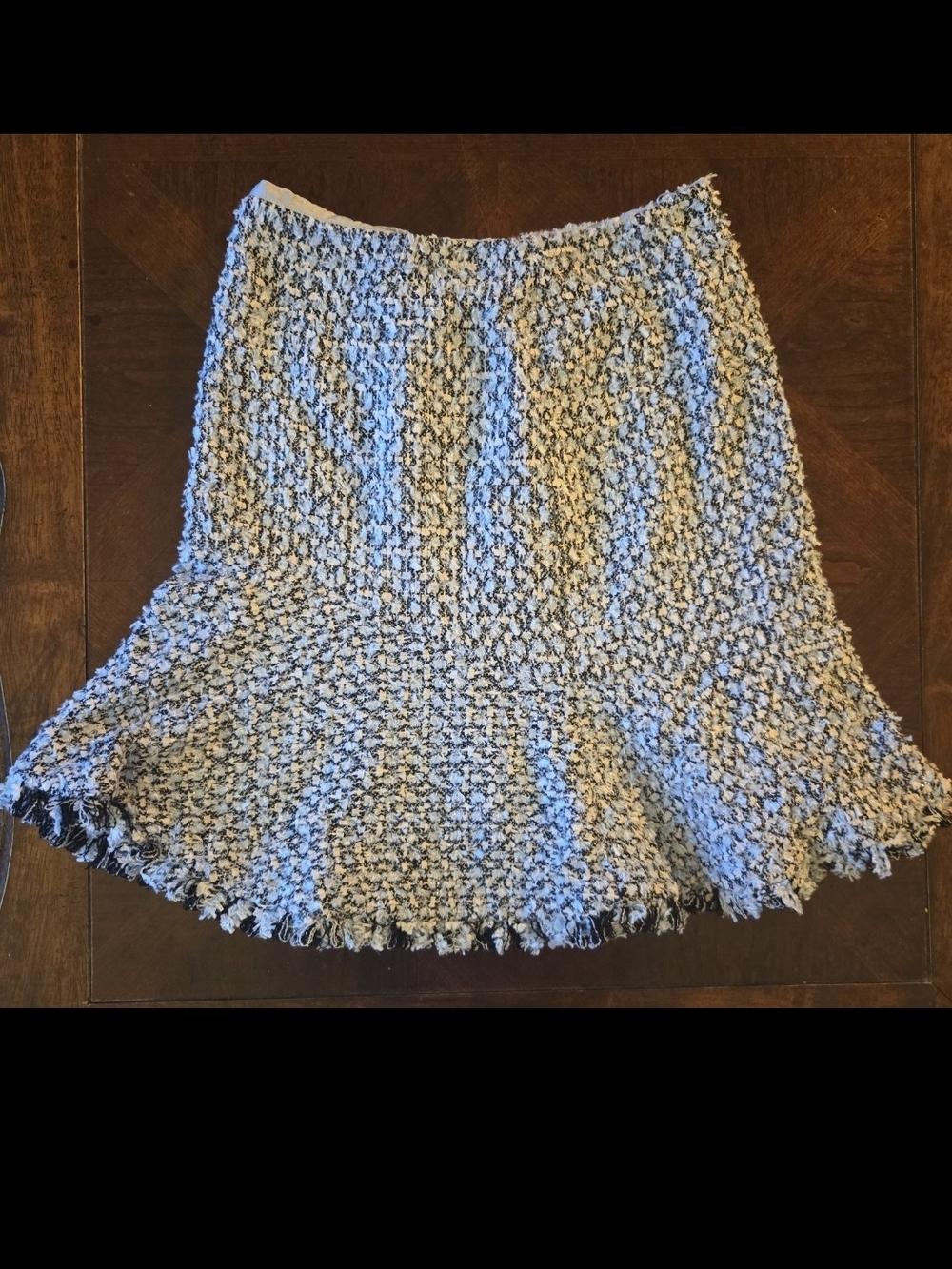 Escada Light Blue and Cream Textured A-Line Skirt